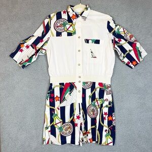 Sea Suns Women’s Short Sleeve Dress Floral Colorful Vintage Size Medium